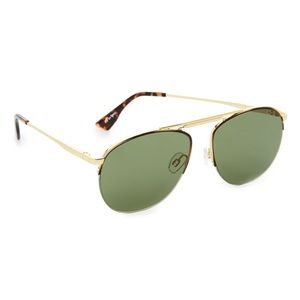 Le Specs Liberation Sunglasses with Case Gold Green